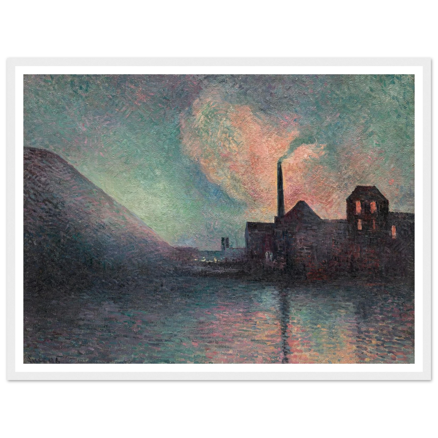 Couillet, La Nuit (1896) Art Print | Maximilien Luce - Framed Poster - 30x40 cm / 12x16″ - Black frame