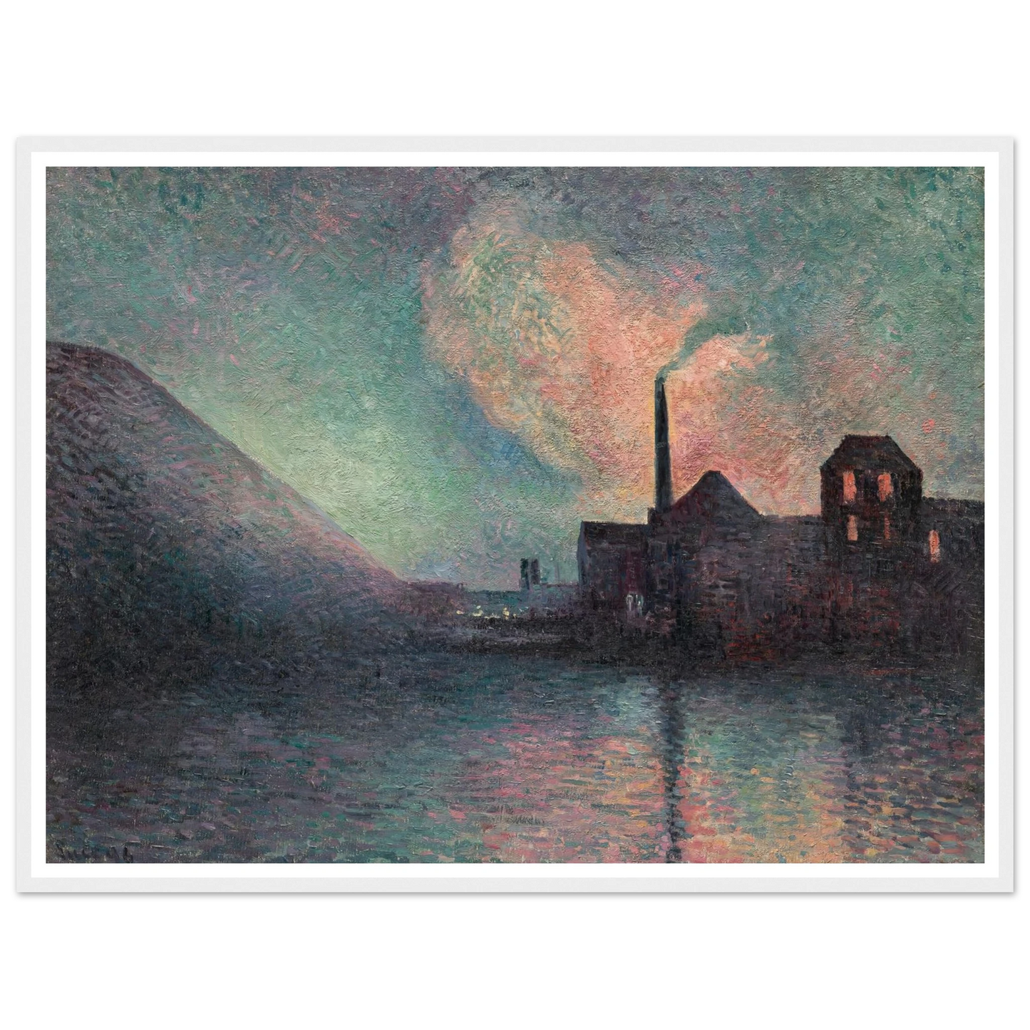 Couillet, La Nuit (1896) Art Print | Maximilien Luce - Framed Poster - 30x40 cm / 12x16″ - Black frame