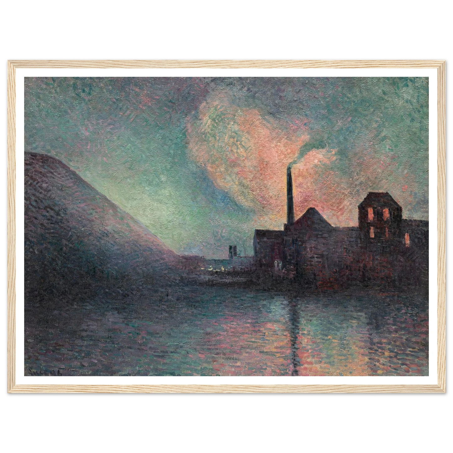 Couillet, La Nuit (1896) Art Print | Maximilien Luce - Framed Poster - 30x40 cm / 12x16″ - Black frame