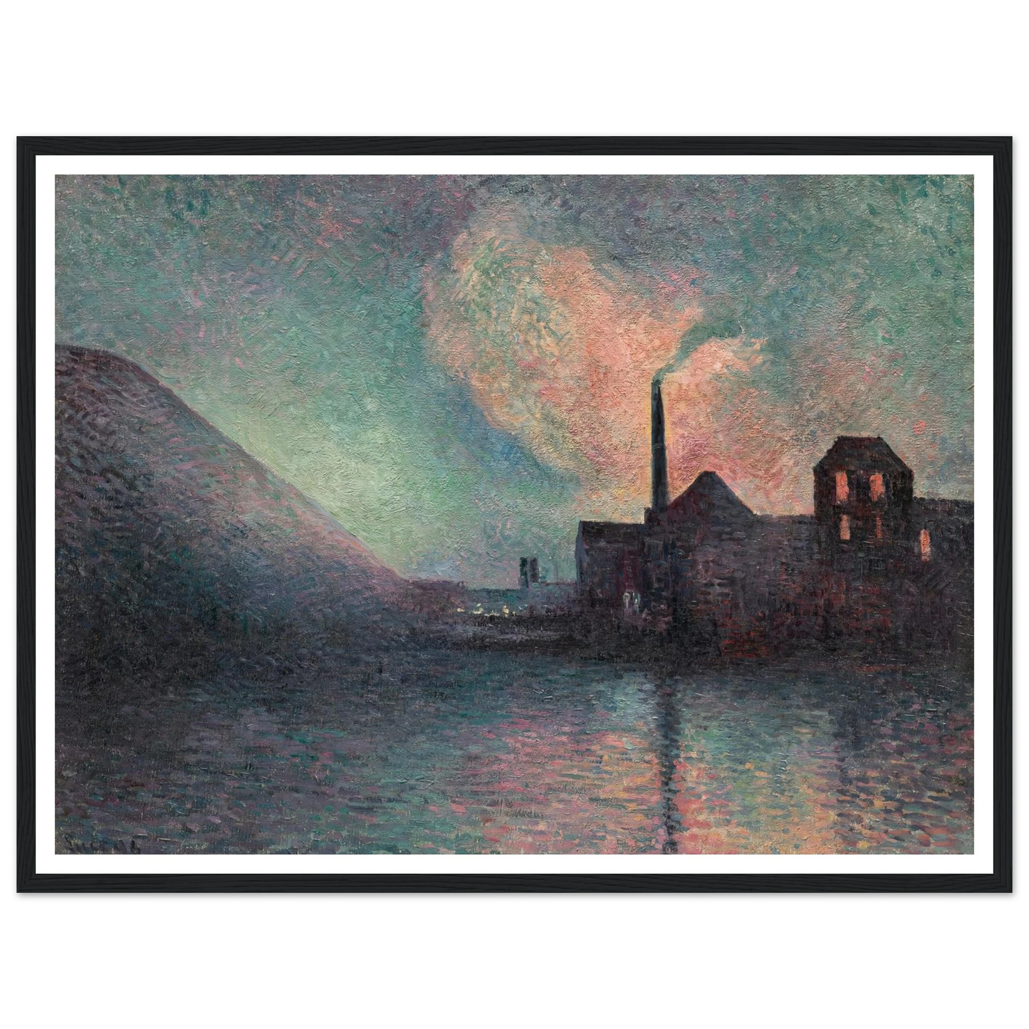 Couillet, La Nuit (1896) Art Print | Maximilien Luce - Framed Poster - 30x40 cm / 12x16″ - Black frame