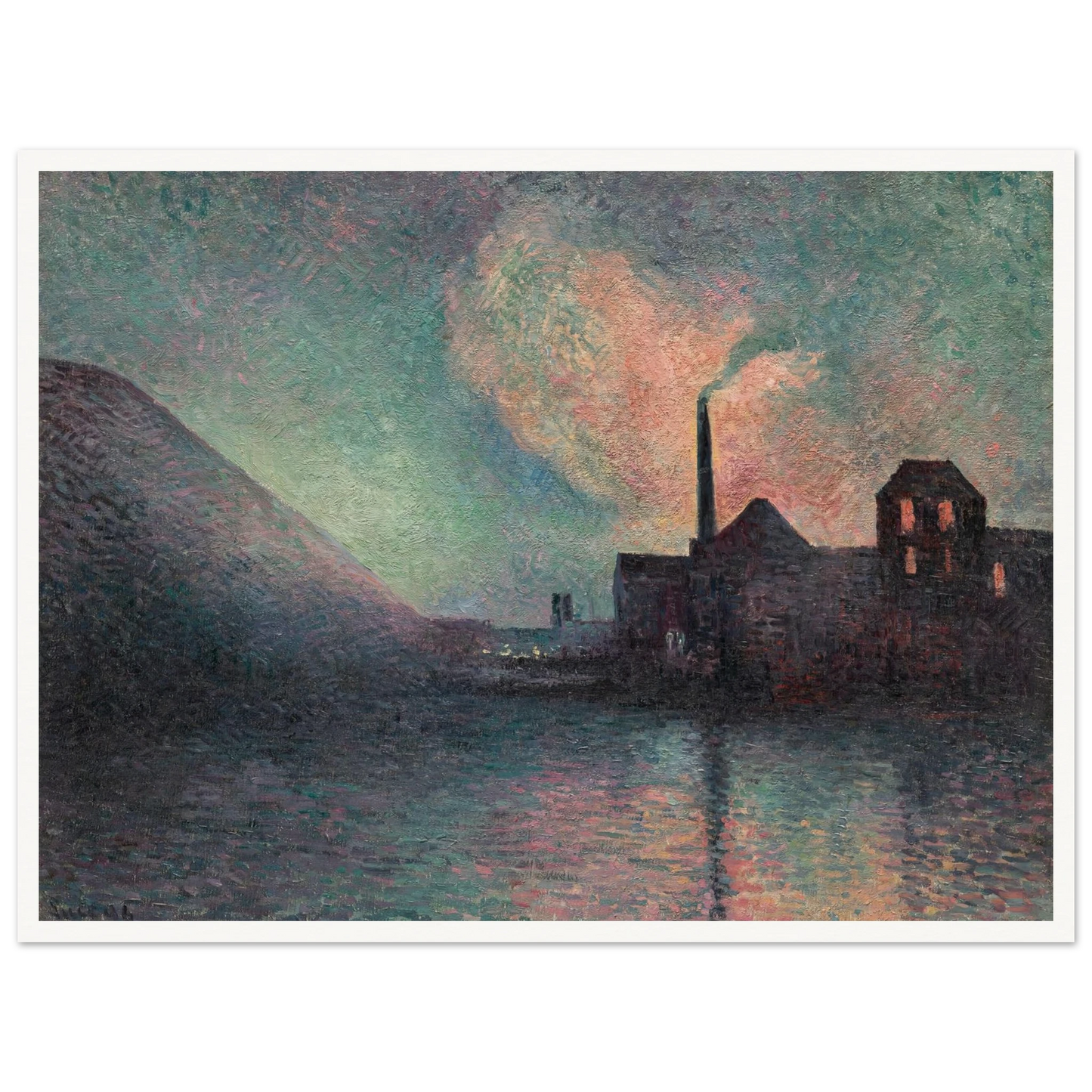 Couillet, La Nuit (1896) Art Print | Maximilien Luce - Framed Poster - 30x40 cm / 12x16″ - Black frame