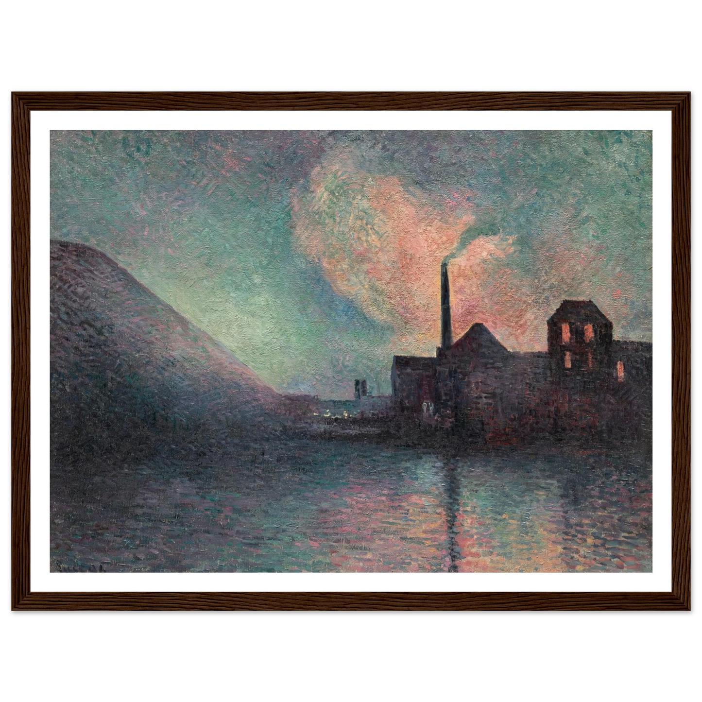 Couillet, La Nuit (1896) Art Print | Maximilien Luce - Framed Poster - 30x40 cm / 12x16″ - Black frame