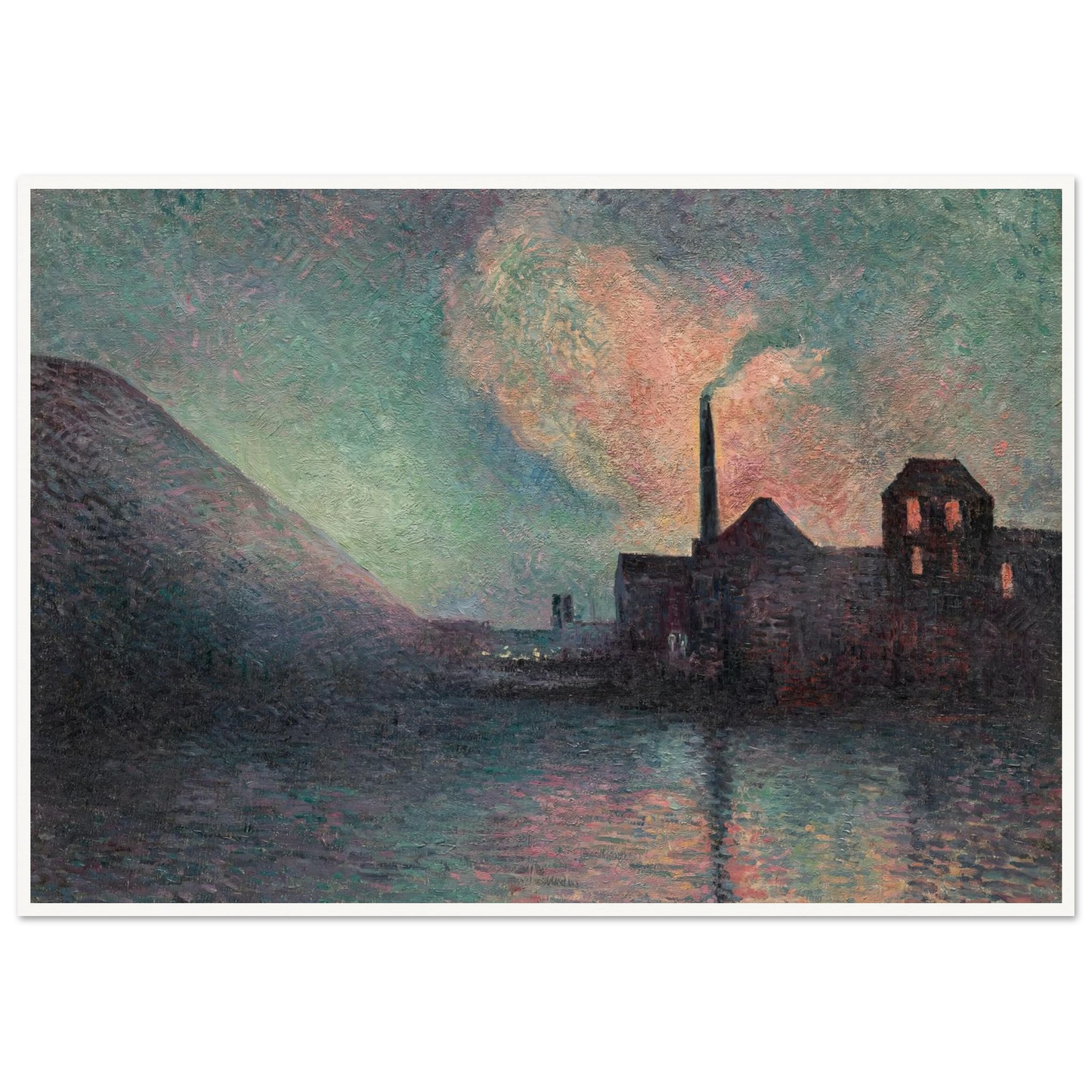 Couillet, La Nuit (1896) Art Print | Maximilien Luce - Framed Poster - 30x40 cm / 12x16″ - Black frame