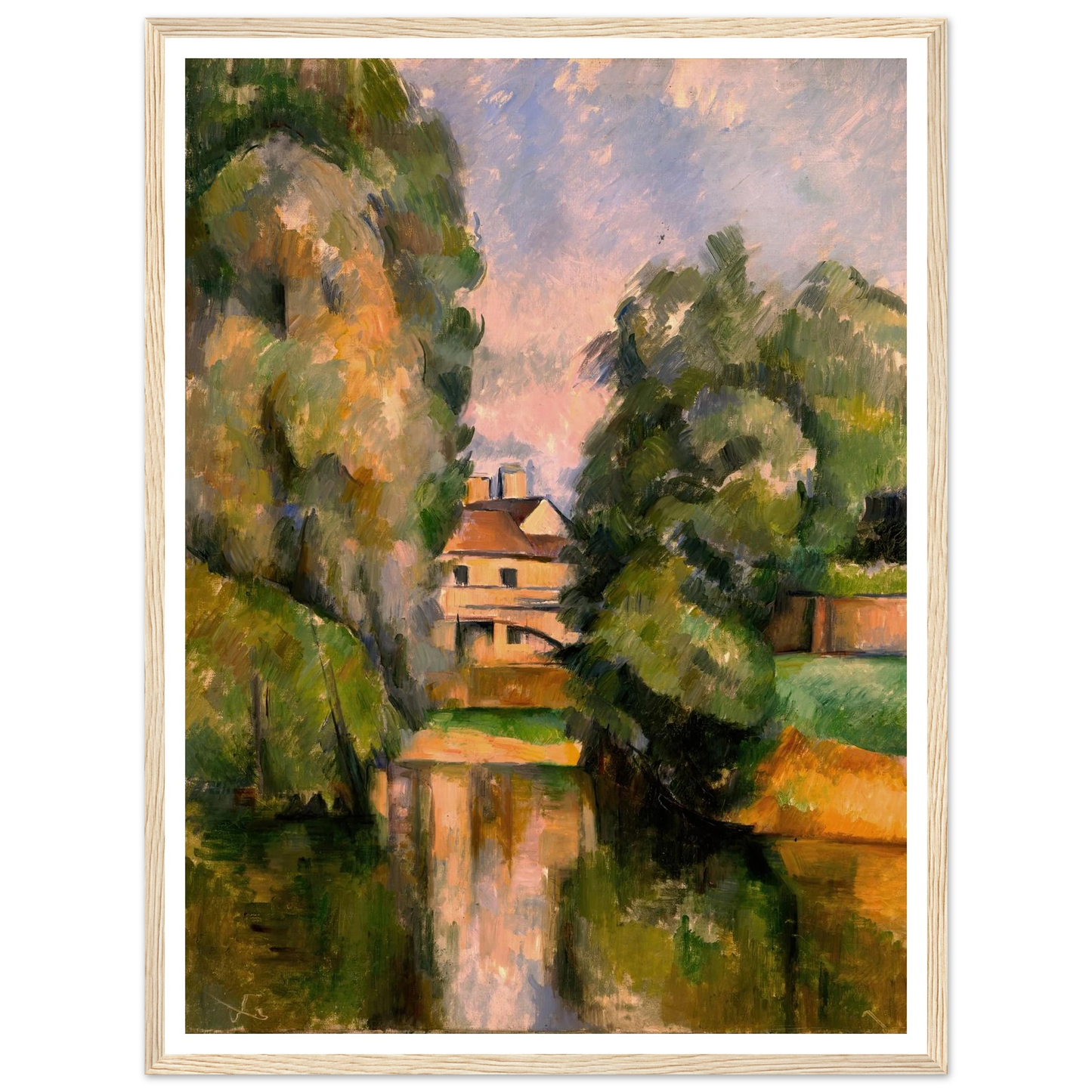 Country House by a River Art Print | Paul Cezanne - Framed Poster - 30x40 cm / 12x16″ - Black frame