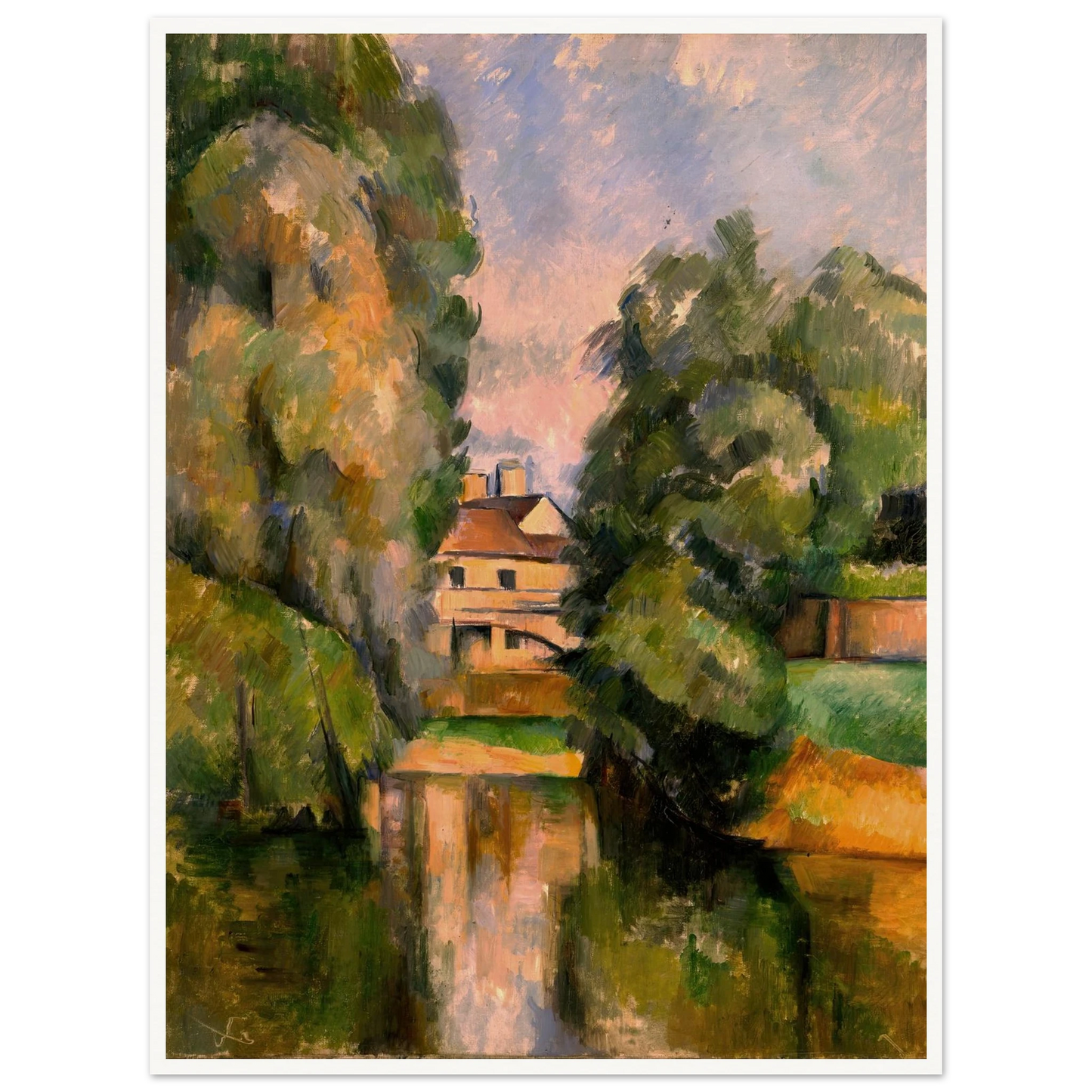Country House by a River Art Print | Paul Cezanne - Framed Poster - 30x40 cm / 12x16″ - Black frame