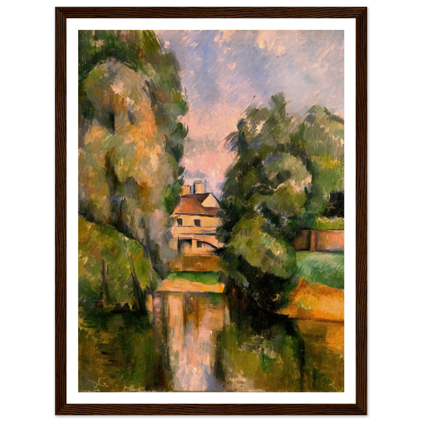 Country House by a River Art Print | Paul Cezanne - Framed Poster - 30x40 cm / 12x16″ - Black frame