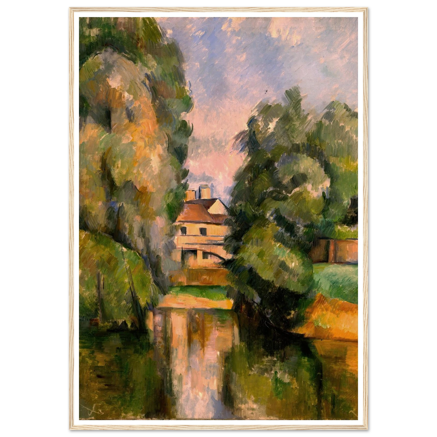 Country House by a River Art Print | Paul Cezanne - Framed Poster - 30x40 cm / 12x16″ - Black frame