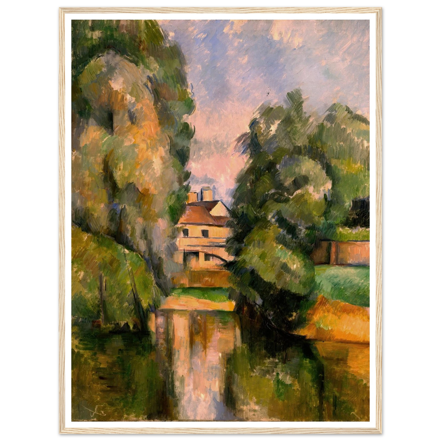 Country House by a River Art Print | Paul Cezanne - Framed Poster - 30x40 cm / 12x16″ - Black frame