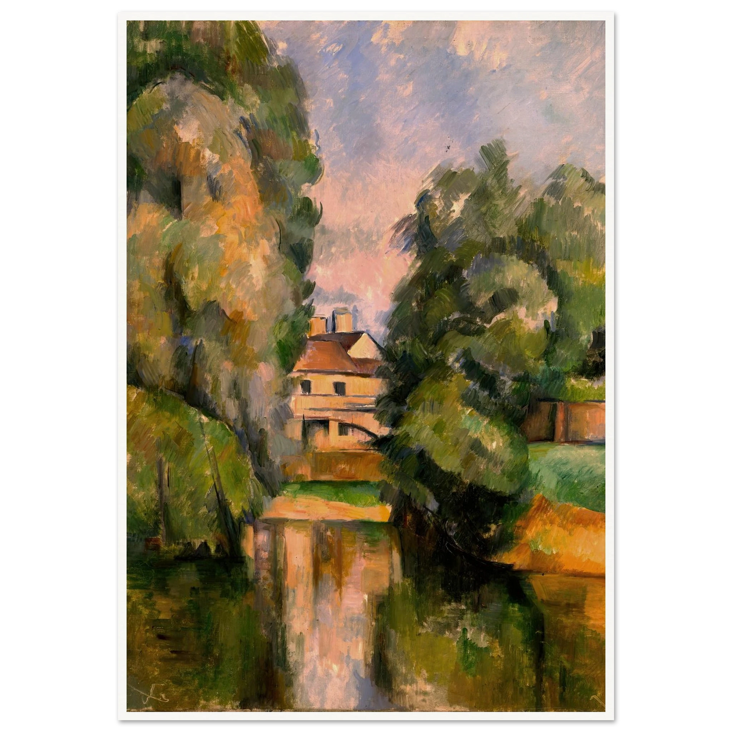 Country House by a River Art Print | Paul Cezanne - Framed Poster - 30x40 cm / 12x16″ - Black frame
