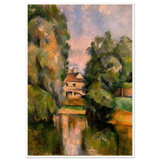 Country House by a River Art Print | Paul Cezanne - Framed Poster - 30x40 cm / 12x16″ - Black frame