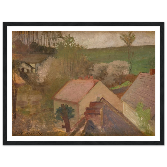 Countryside Landscape with Houses (1904-1908) Art Print | Jacek Malczewski - Framed Poster - 30x40 cm / 12x16″ - Black frame