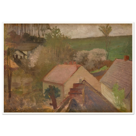 Countryside Landscape with Houses (1904-1908) Art Print | Jacek Malczewski - Framed Poster - 30x40 cm / 12x16″ - Black frame