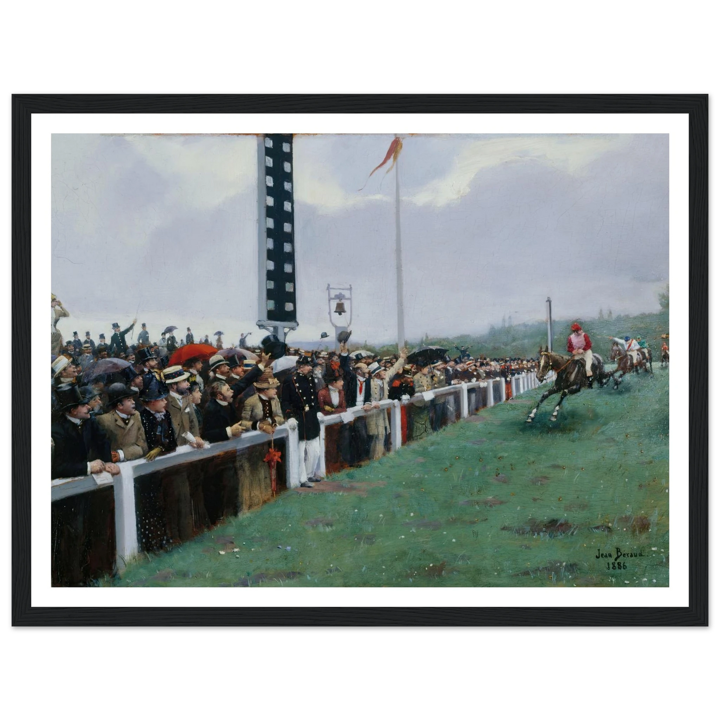 Courses à Longchamp ; l’arrivée au poteau (1886) Art Print | Jean Beraud - Framed Poster - 30x40 cm / 12x16″ - Black frame