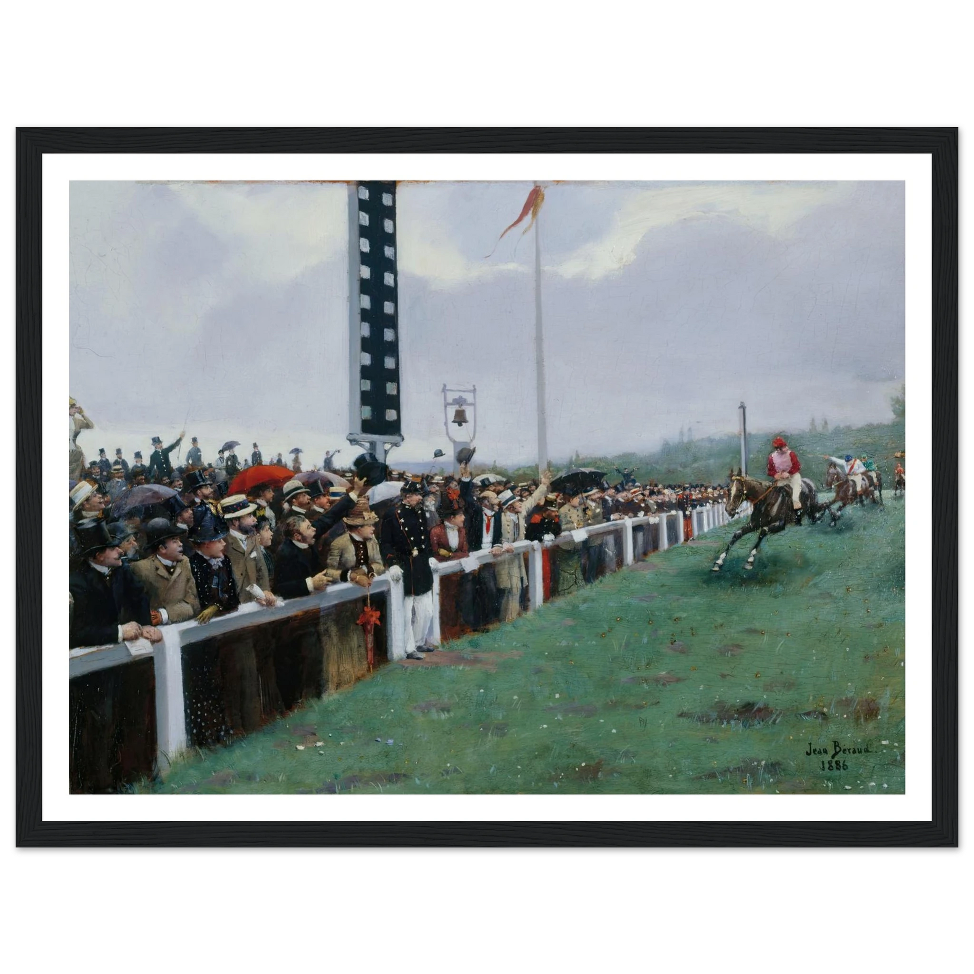 Courses à Longchamp ; l’arrivée au poteau (1886) Art Print | Jean Beraud - Framed Poster - 30x40 cm / 12x16″ - Black frame