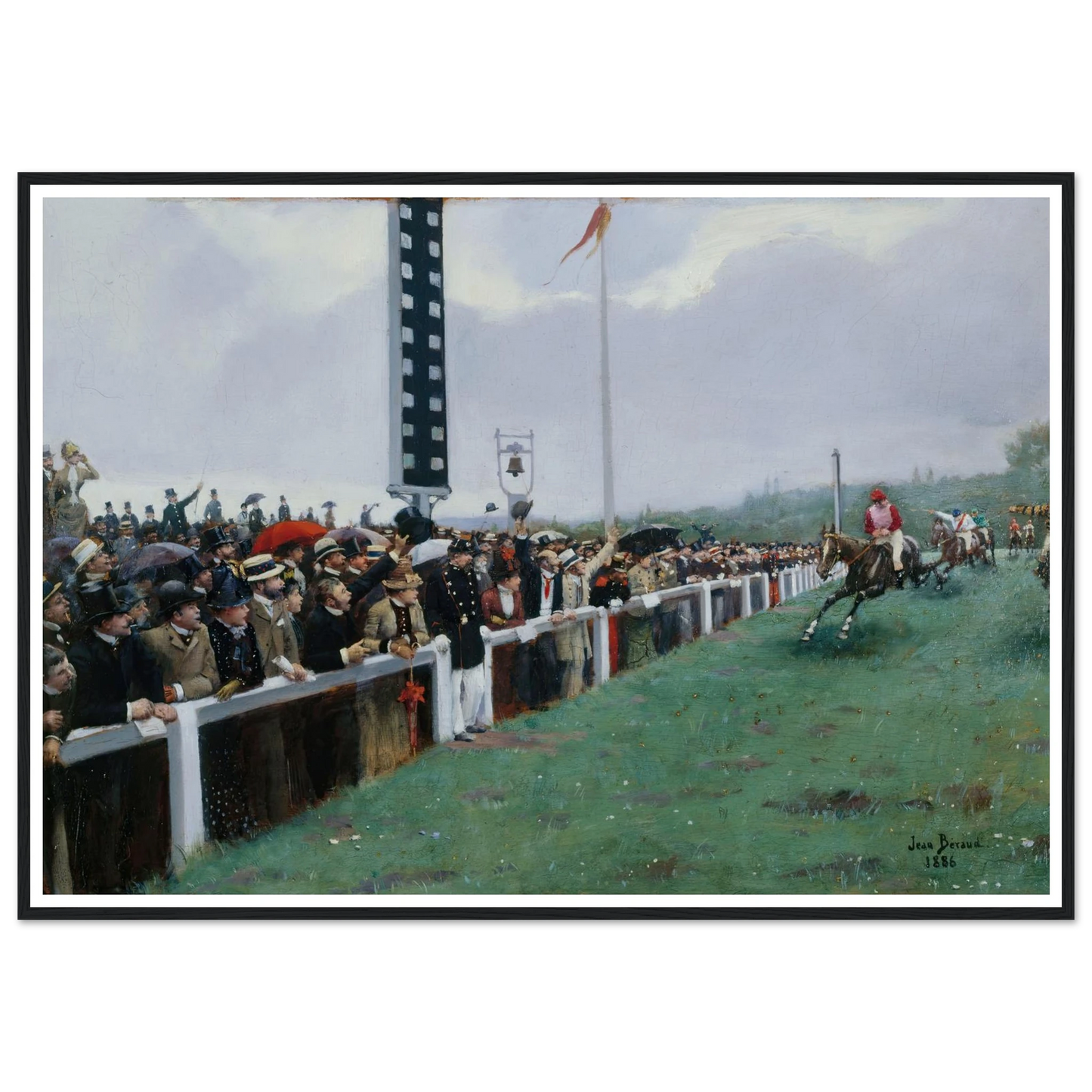 Courses à Longchamp ; l’arrivée au poteau (1886) Art Print | Jean Beraud - Framed Poster - 30x40 cm / 12x16″ - Black frame