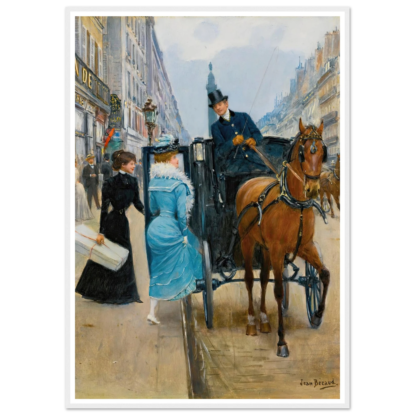 Courses Rue De La Paix Art Print | Jean Beraud - Framed Poster - 30x40 cm / 12x16″ - Black frame