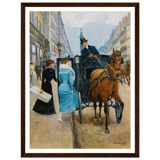 Courses Rue De La Paix Art Print | Jean Beraud - Framed Poster - 30x40 cm / 12x16″ - Black frame