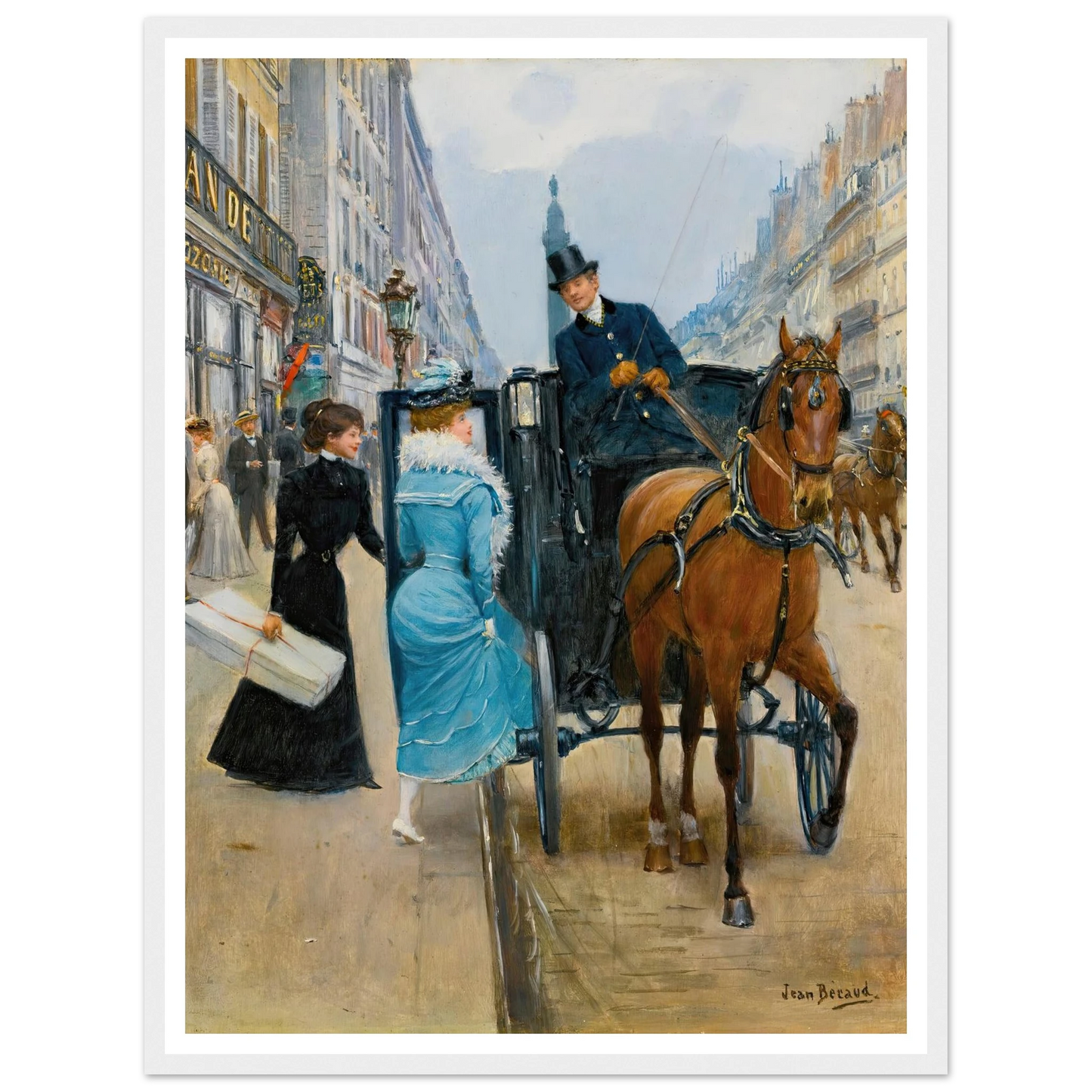 Courses Rue De La Paix Art Print | Jean Beraud - Framed Poster - 30x40 cm / 12x16″ - Black frame