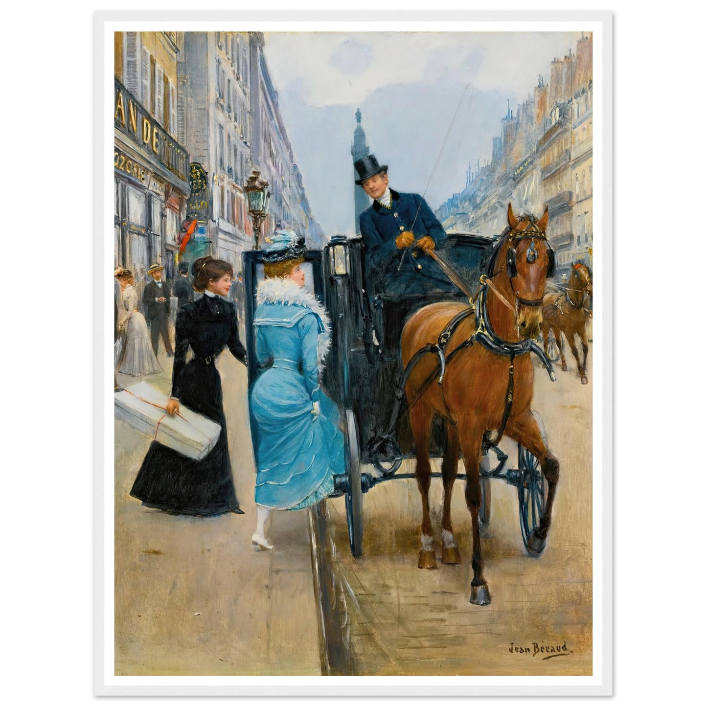 Courses Rue De La Paix Art Print | Jean Beraud - Framed Poster - 30x40 cm / 12x16″ - Black frame