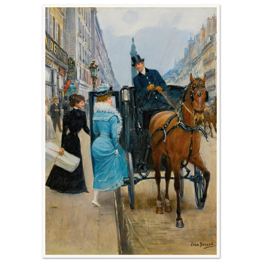 Courses Rue De La Paix Art Print | Jean Beraud - Framed Poster - 30x40 cm / 12x16″ - Black frame