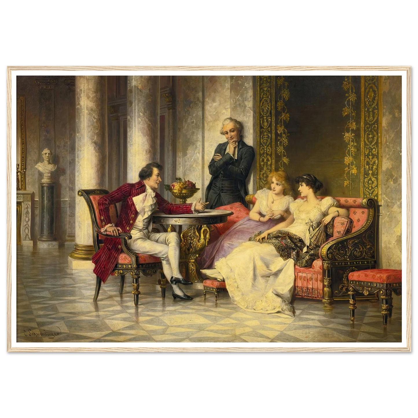 Court Intrigues Art Print | Carl Schweninger Jr - Framed Poster - 30x40 cm / 12x16″ - Black frame