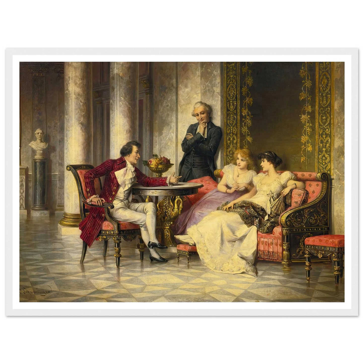 Court Intrigues Art Print | Carl Schweninger Jr - Framed Poster - 30x40 cm / 12x16″ - Black frame