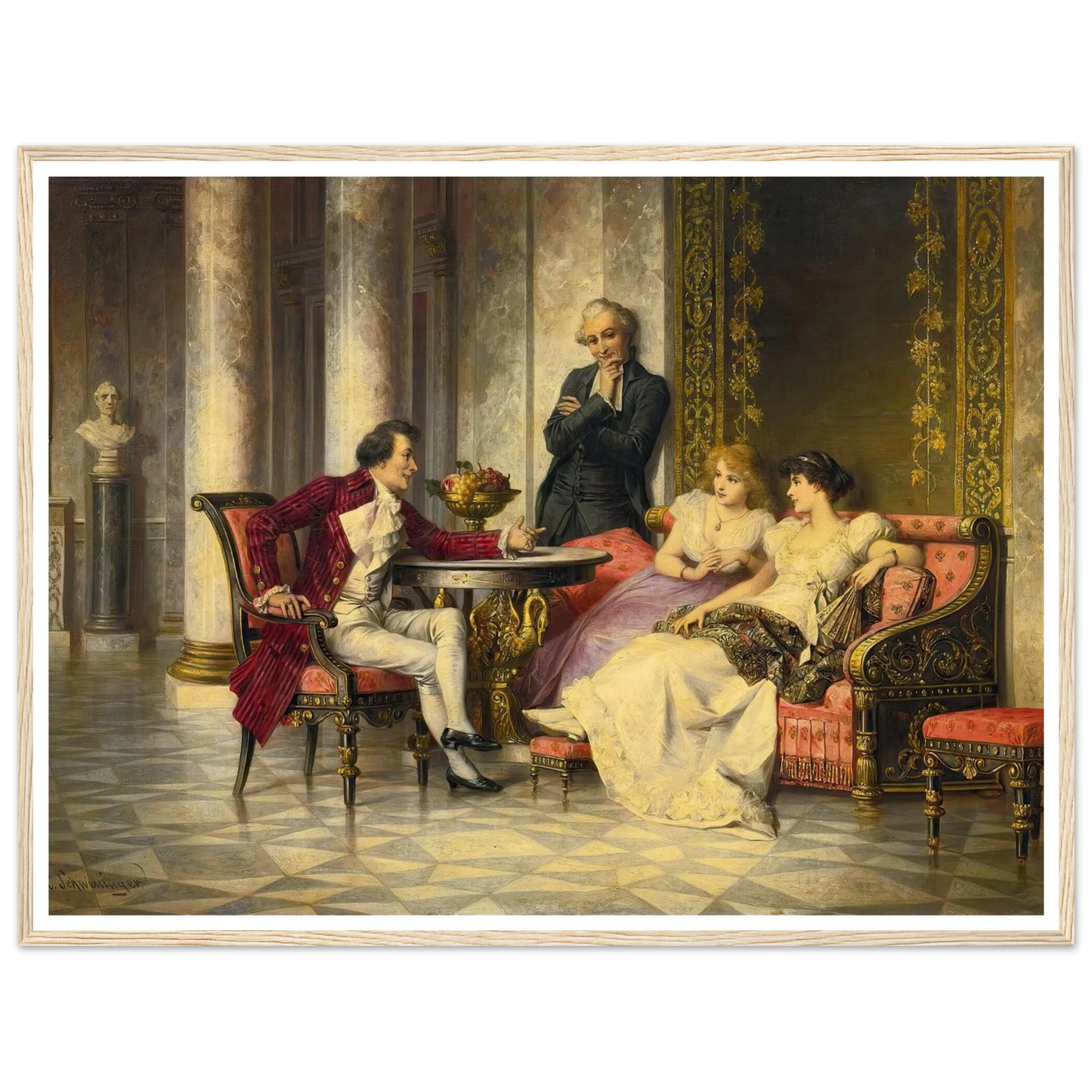 Court Intrigues Art Print | Carl Schweninger Jr - Framed Poster - 30x40 cm / 12x16″ - Black frame