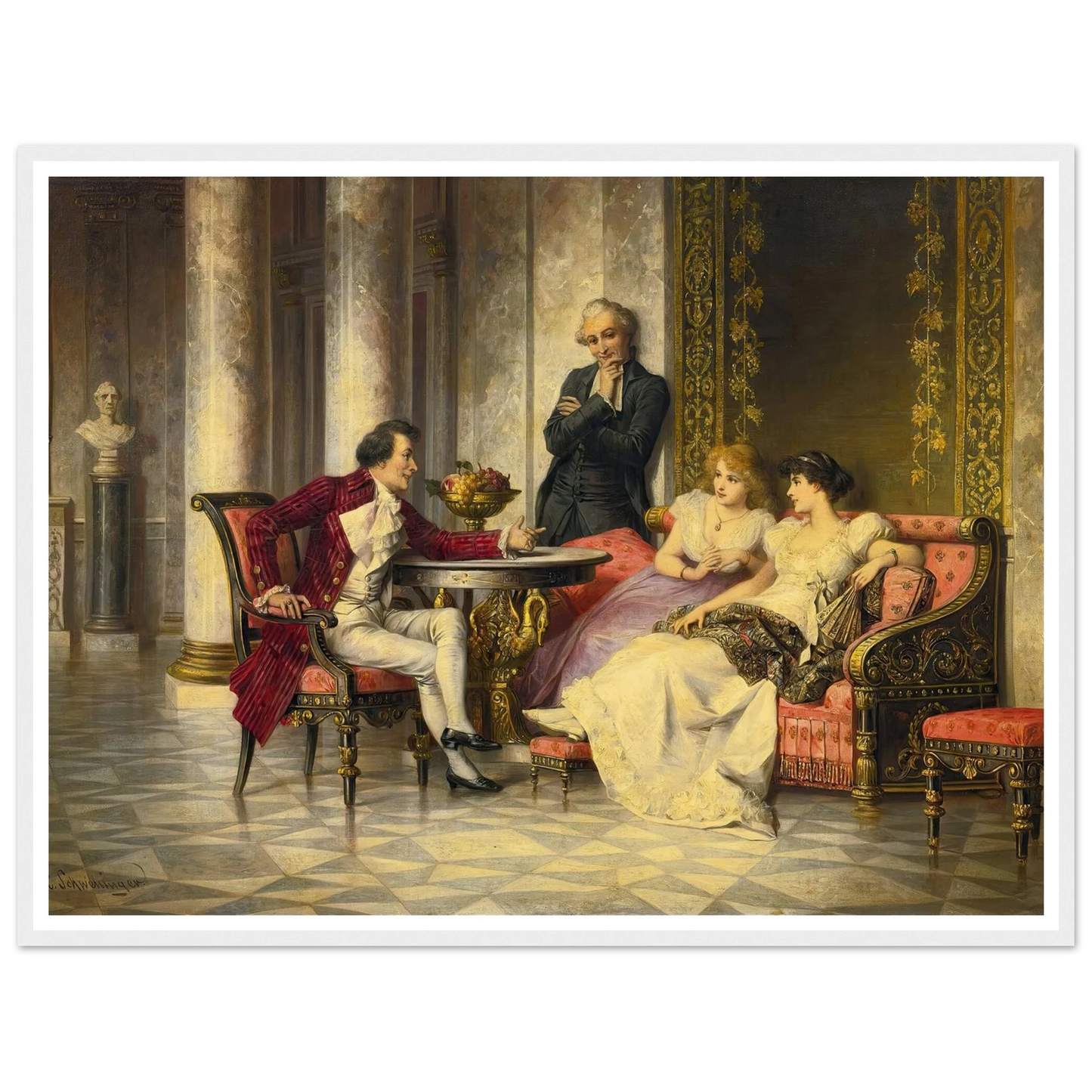 Court Intrigues Art Print | Carl Schweninger Jr - Framed Poster - 30x40 cm / 12x16″ - Black frame