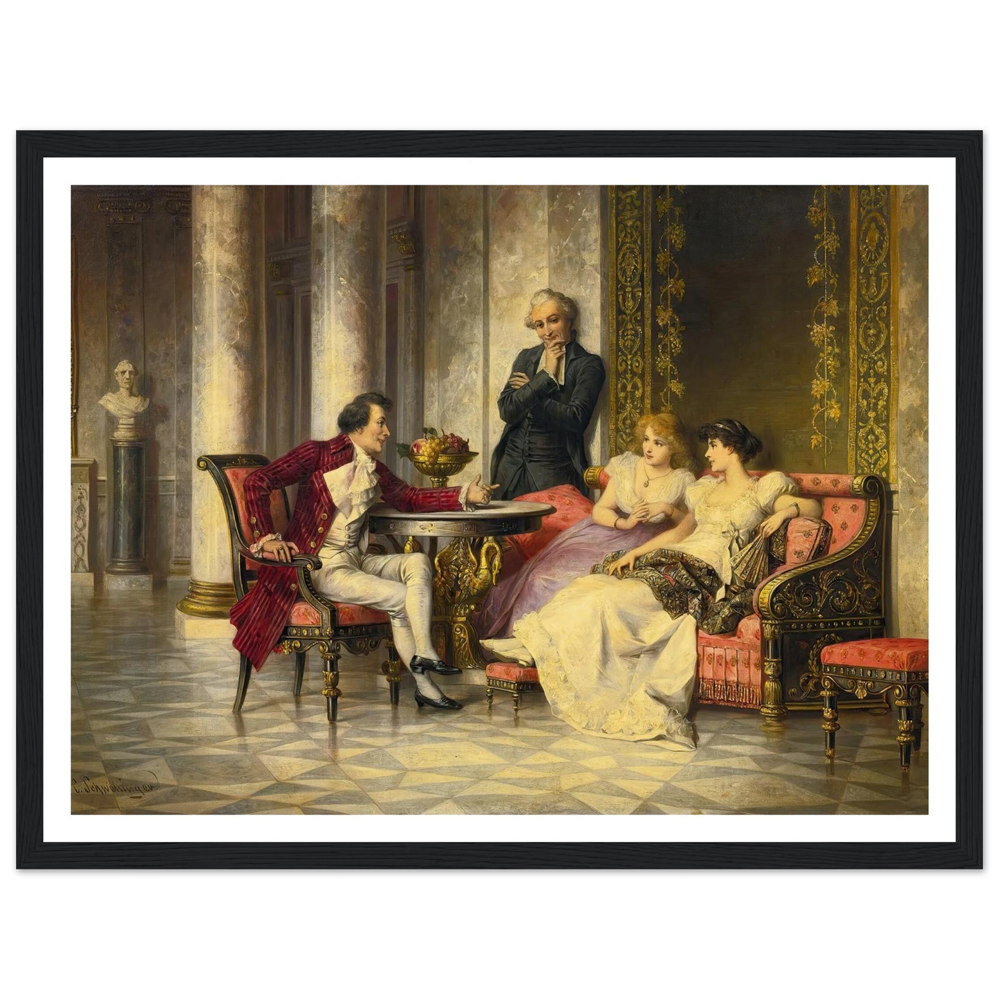 Court Intrigues Art Print | Carl Schweninger Jr - Framed Poster - 30x40 cm / 12x16″ - Black frame
