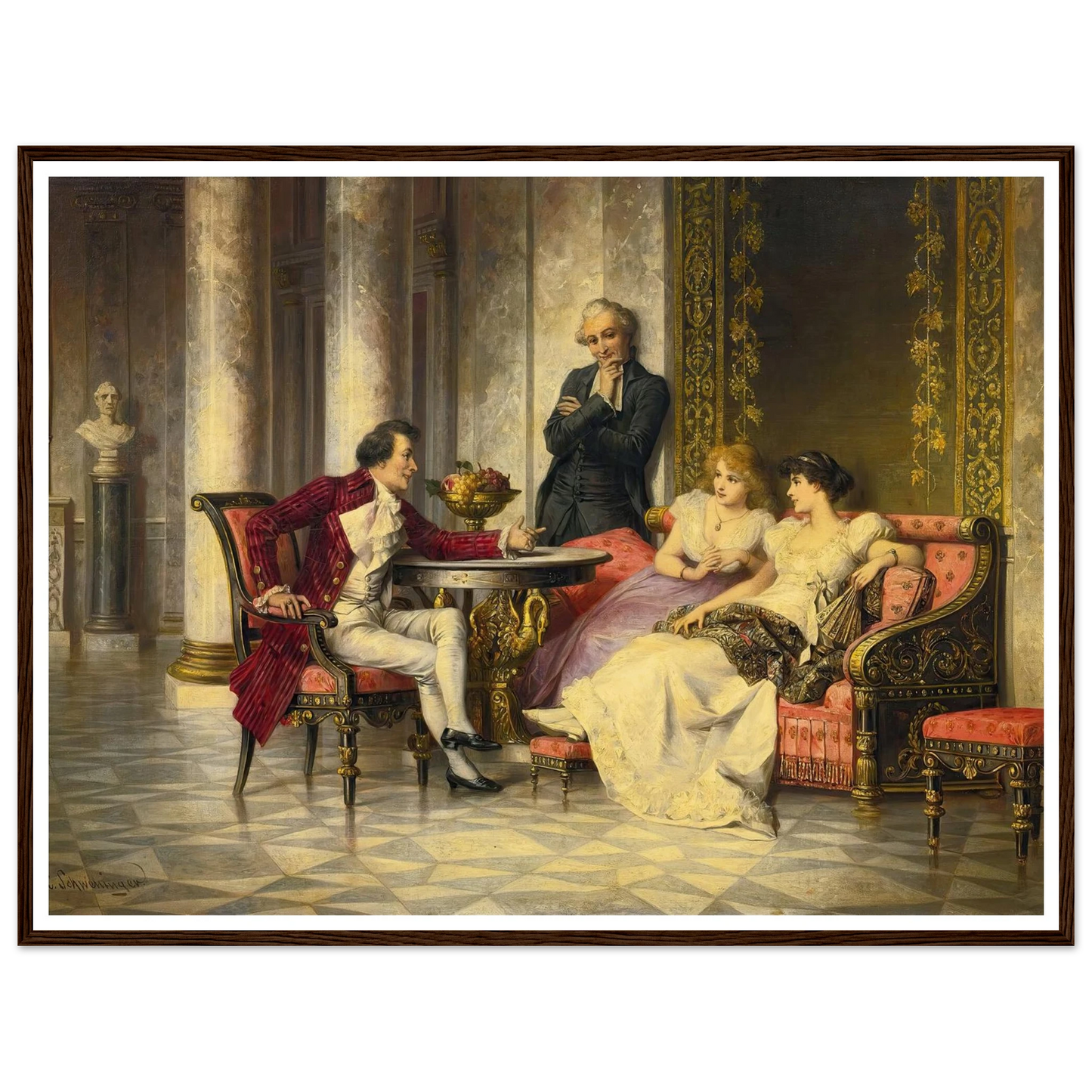 Court Intrigues Art Print | Carl Schweninger Jr - Framed Poster - 30x40 cm / 12x16″ - Black frame