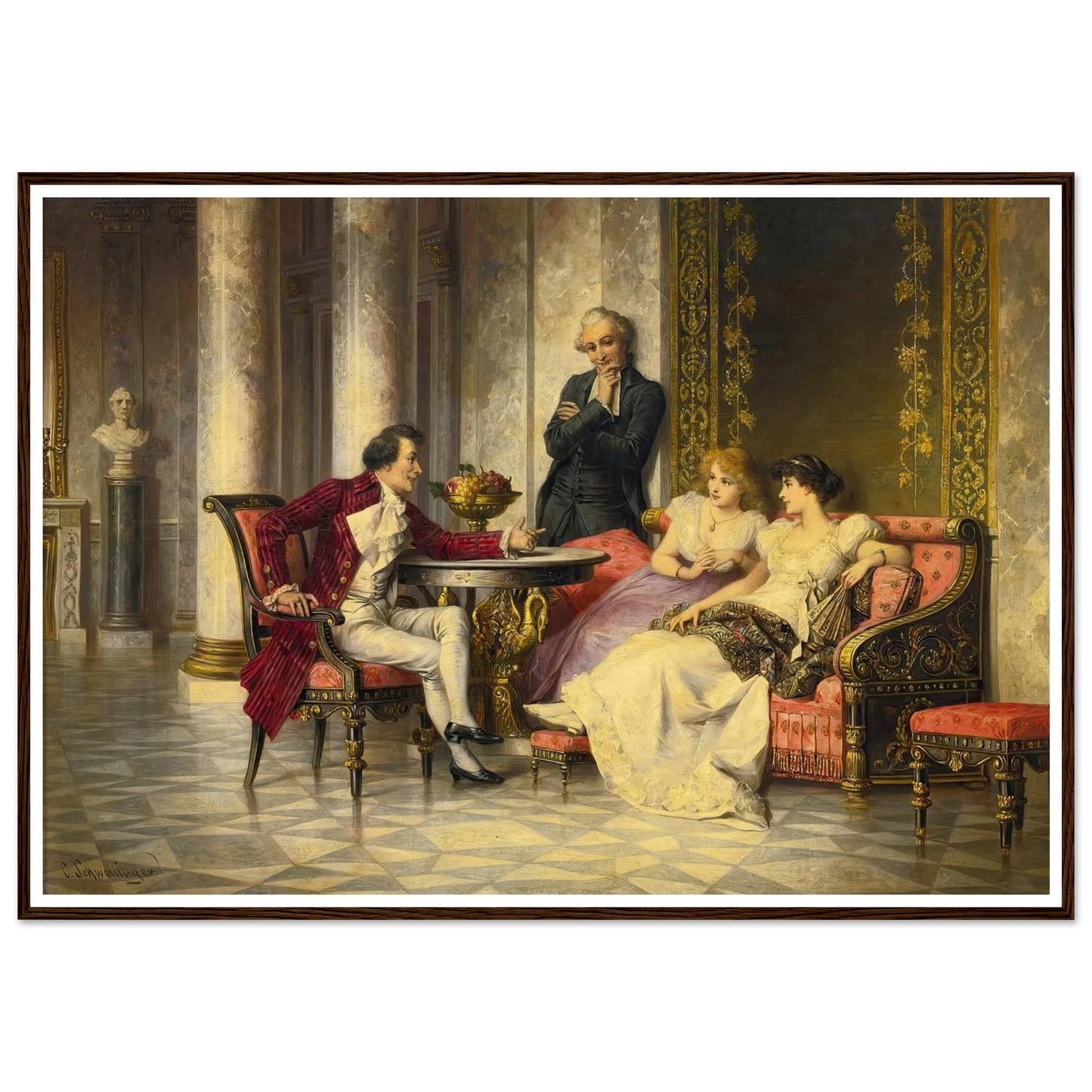 Court Intrigues Art Print | Carl Schweninger Jr - Framed Poster - 30x40 cm / 12x16″ - Black frame