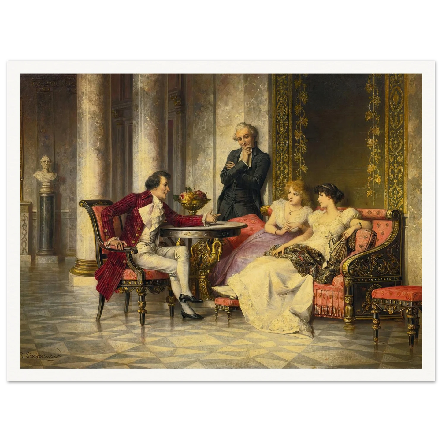 Court Intrigues Art Print | Carl Schweninger Jr - Framed Poster - 30x40 cm / 12x16″ - Black frame