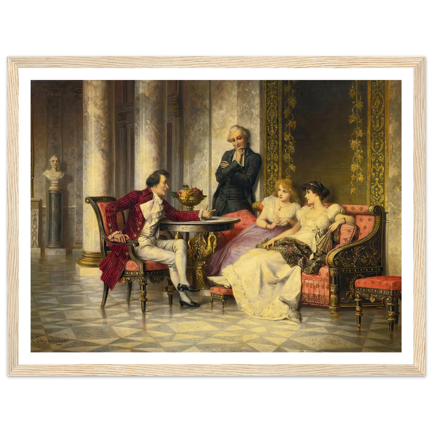 Court Intrigues Art Print | Carl Schweninger Jr - Framed Poster - 30x40 cm / 12x16″ - Black frame