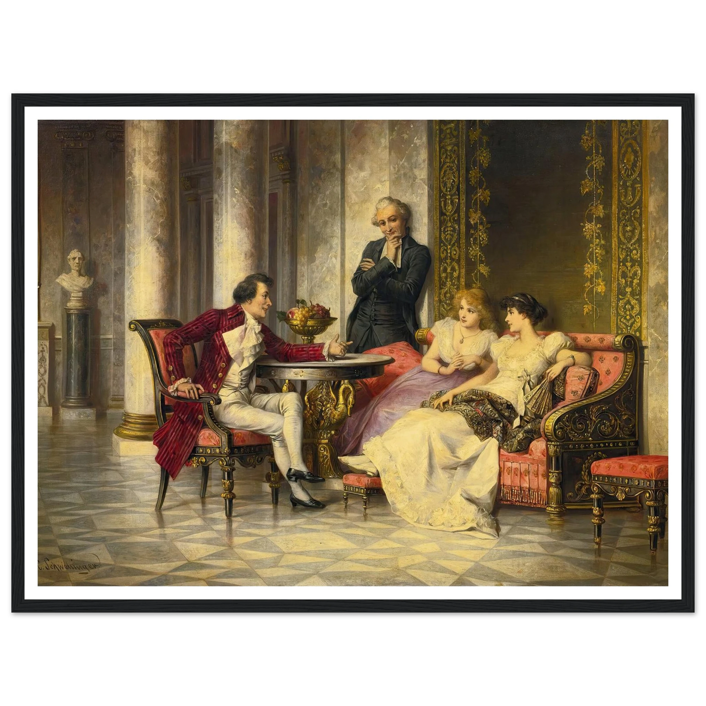 Court Intrigues Art Print | Carl Schweninger Jr - Framed Poster - 30x40 cm / 12x16″ - Black frame