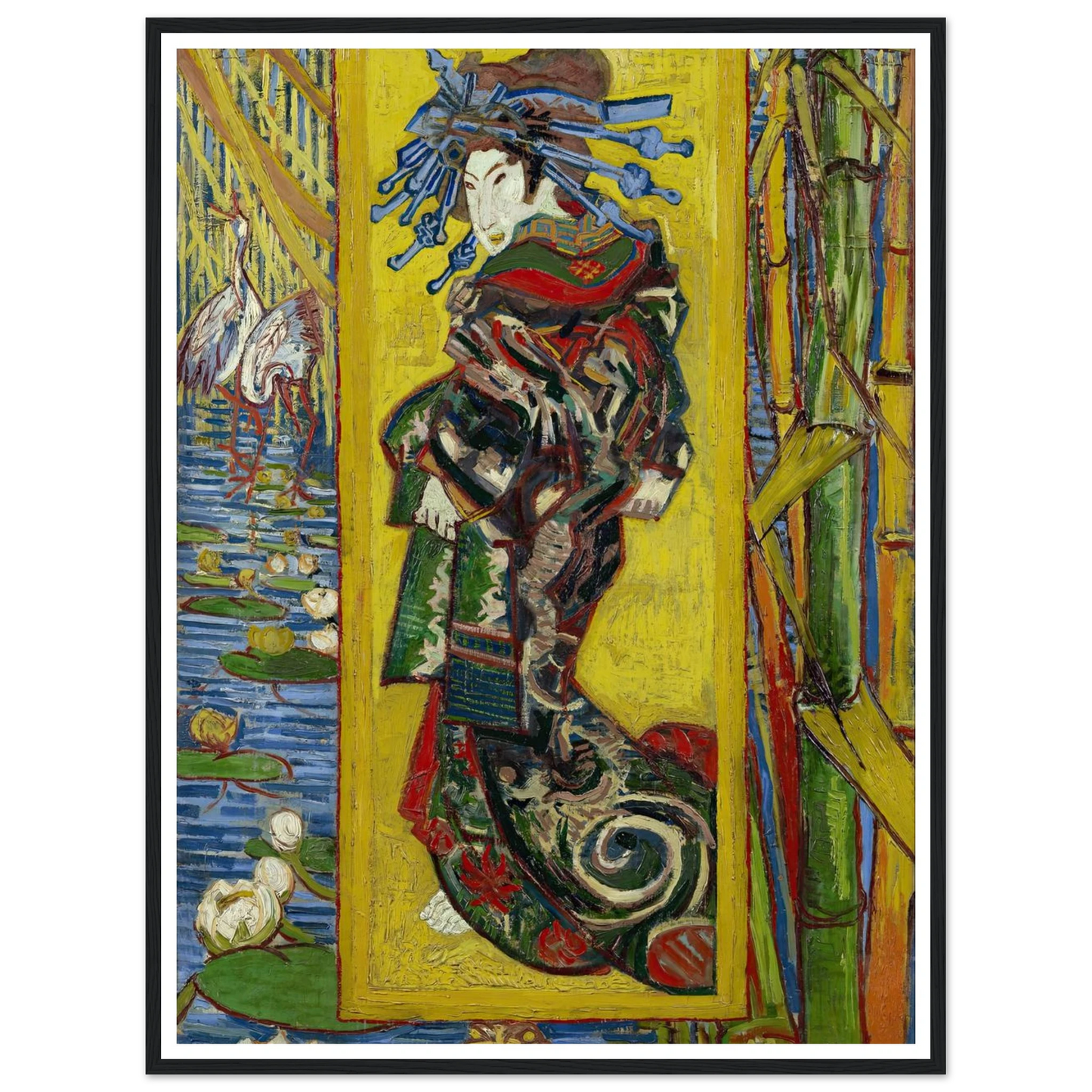 Courtesan- After Eisen Art Print | Vincent van Gogh - Framed Poster - 30x40 cm / 12x16″ - Black frame