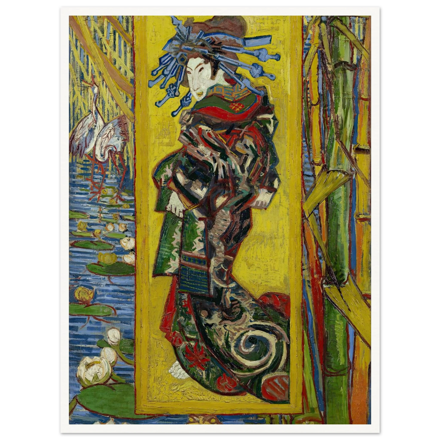 Courtesan- After Eisen Art Print | Vincent van Gogh - Framed Poster - 30x40 cm / 12x16″ - Black frame