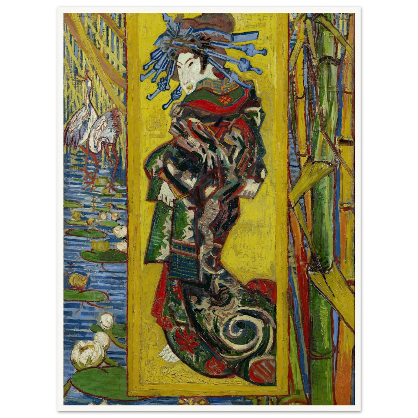 Courtesan- After Eisen Art Print | Vincent van Gogh - Framed Poster - 30x40 cm / 12x16″ - Black frame