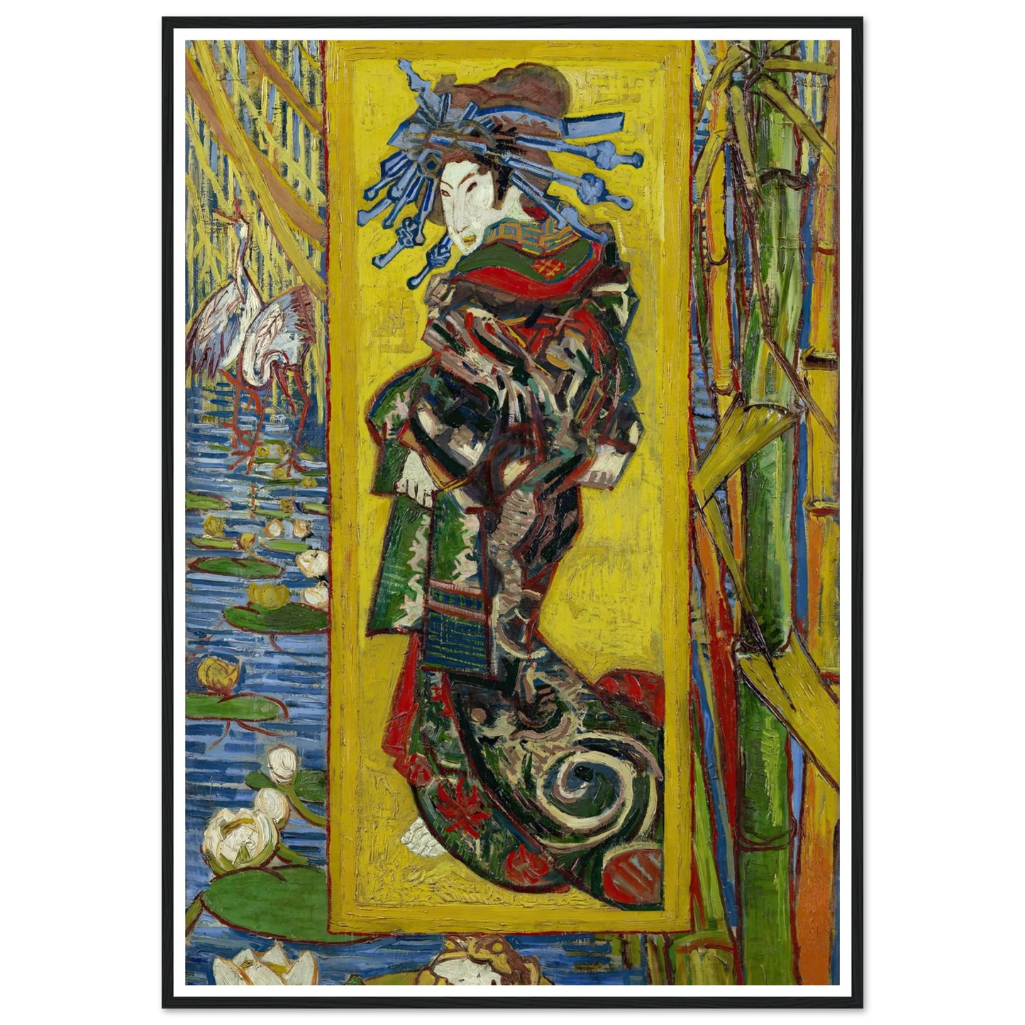 Courtesan- After Eisen Art Print | Vincent van Gogh - Framed Poster - 30x40 cm / 12x16″ - Black frame