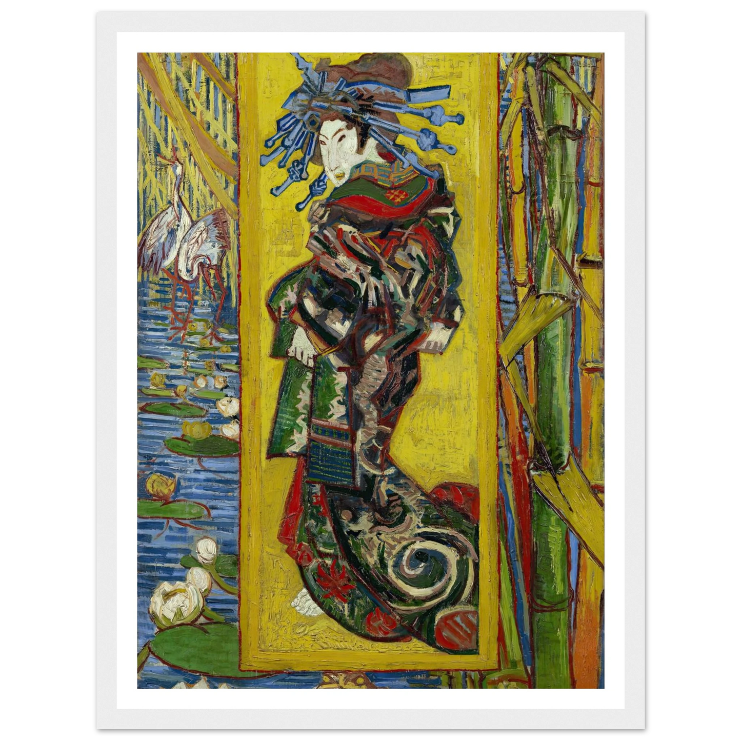 Courtesan- After Eisen Art Print | Vincent van Gogh - Framed Poster - 30x40 cm / 12x16″ - Black frame