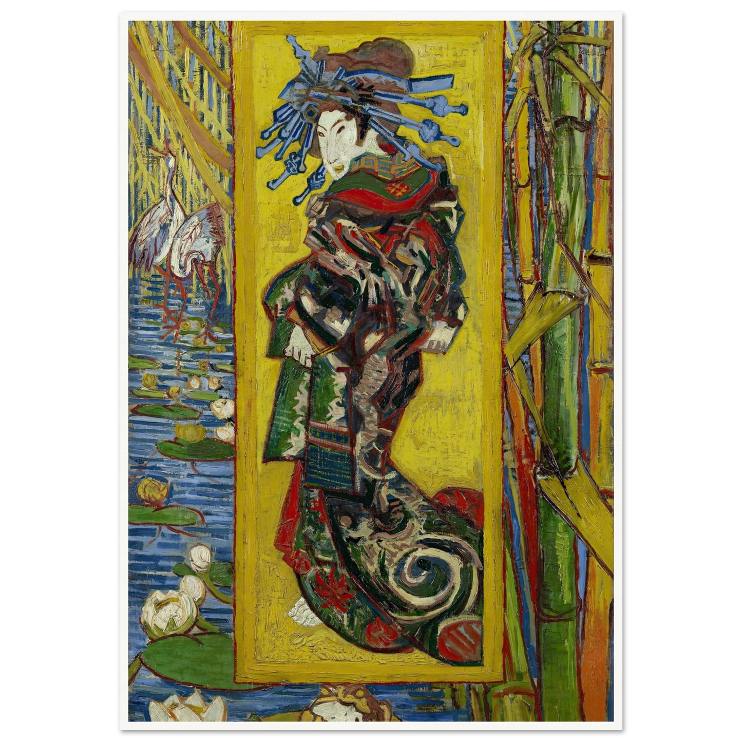 Courtesan- After Eisen Art Print | Vincent van Gogh - Framed Poster - 30x40 cm / 12x16″ - Black frame