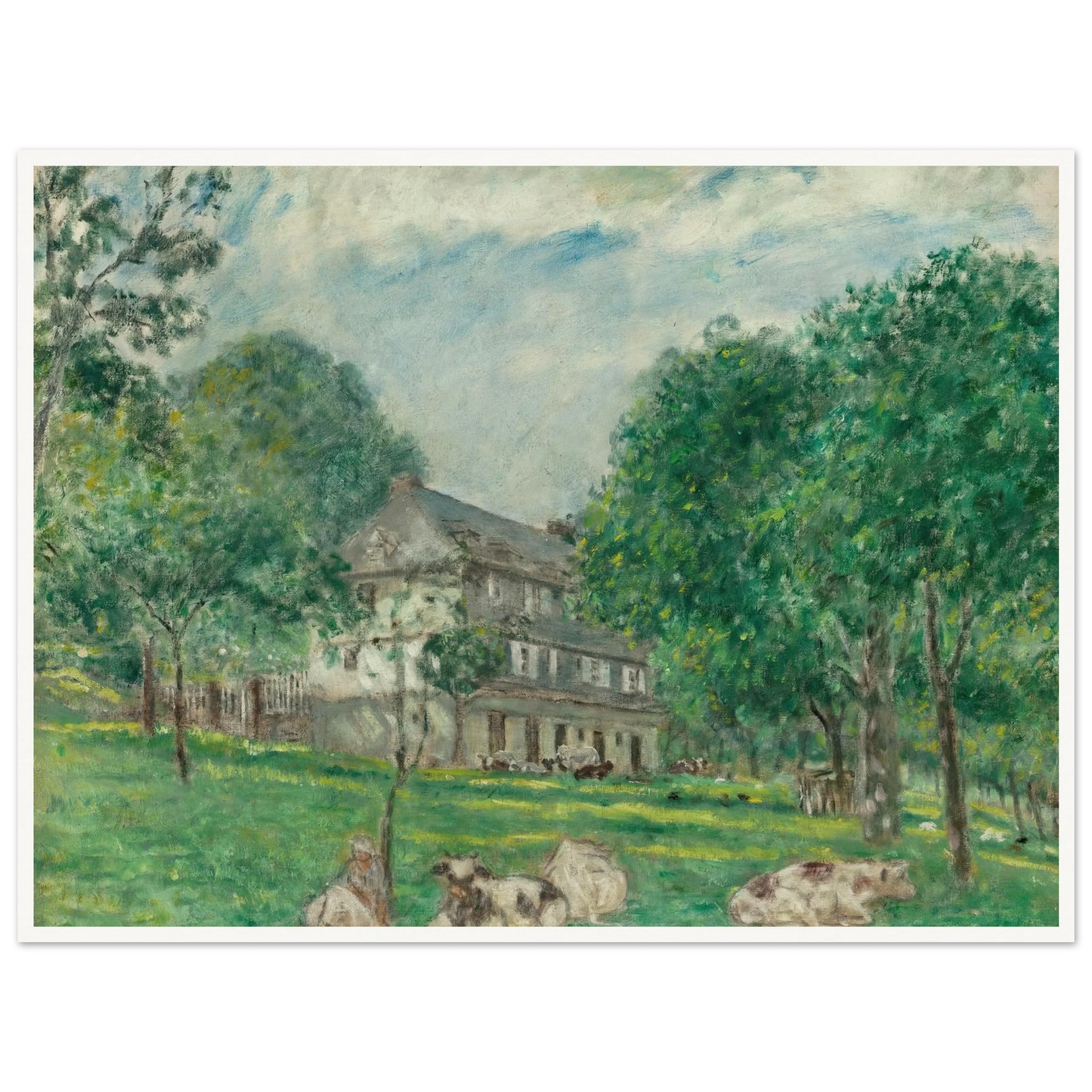 Cows at Noon (1924) Art Print | Frederick Carl Frieseke - Framed Poster - 30x40 cm / 12x16″ - Black frame