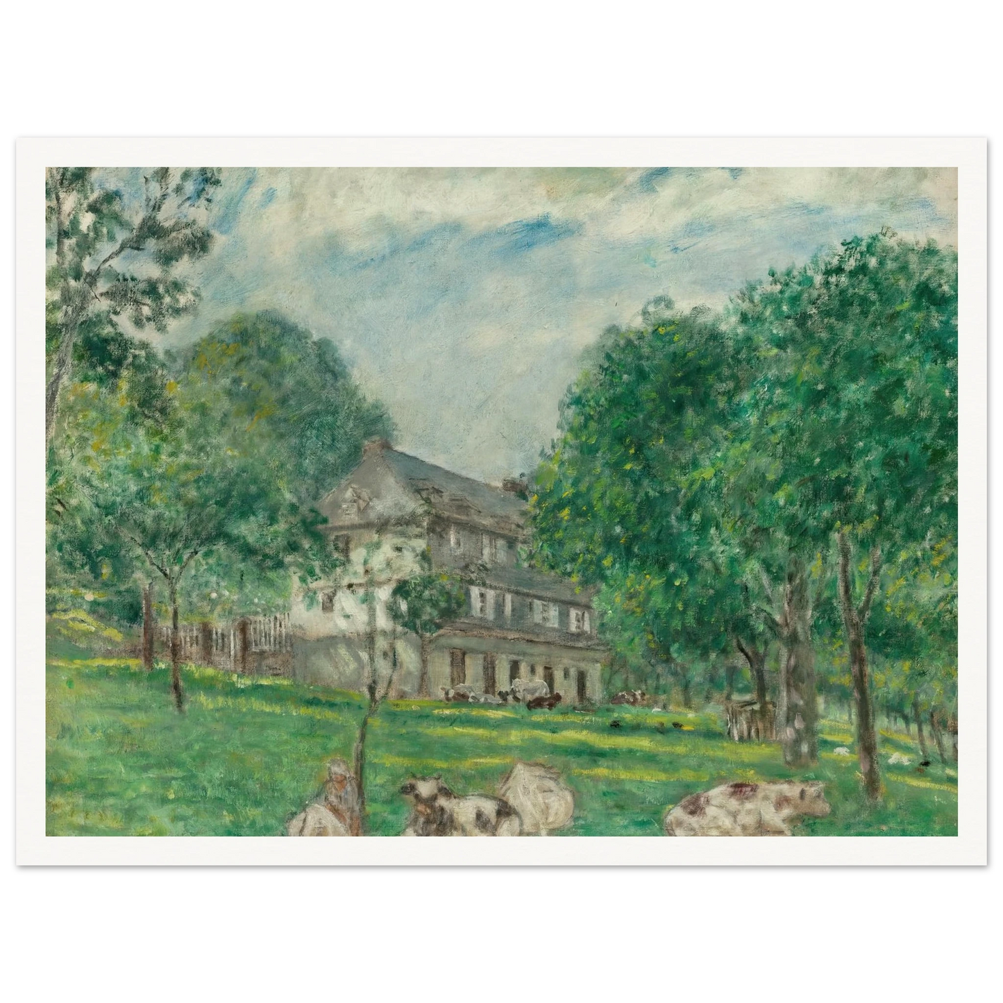 Cows at Noon (1924) Art Print | Frederick Carl Frieseke - Framed Poster - 30x40 cm / 12x16″ - Black frame