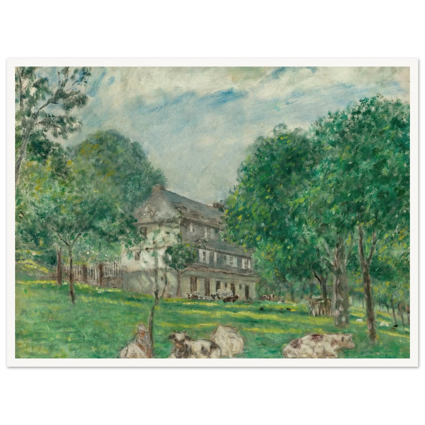 Cows at Noon (1924) Art Print | Frederick Carl Frieseke - Framed Poster - 30x40 cm / 12x16″ - Black frame