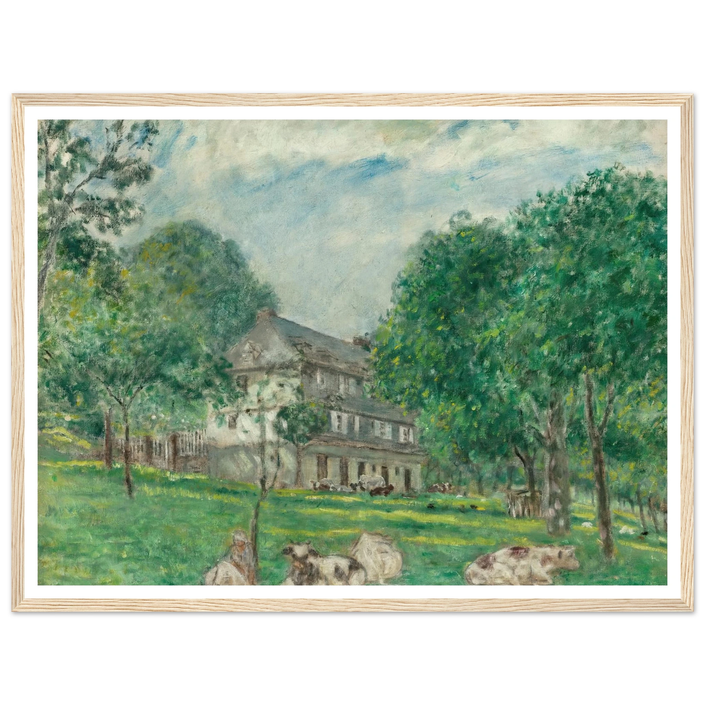 Cows at Noon (1924) Art Print | Frederick Carl Frieseke - Framed Poster - 30x40 cm / 12x16″ - Black frame