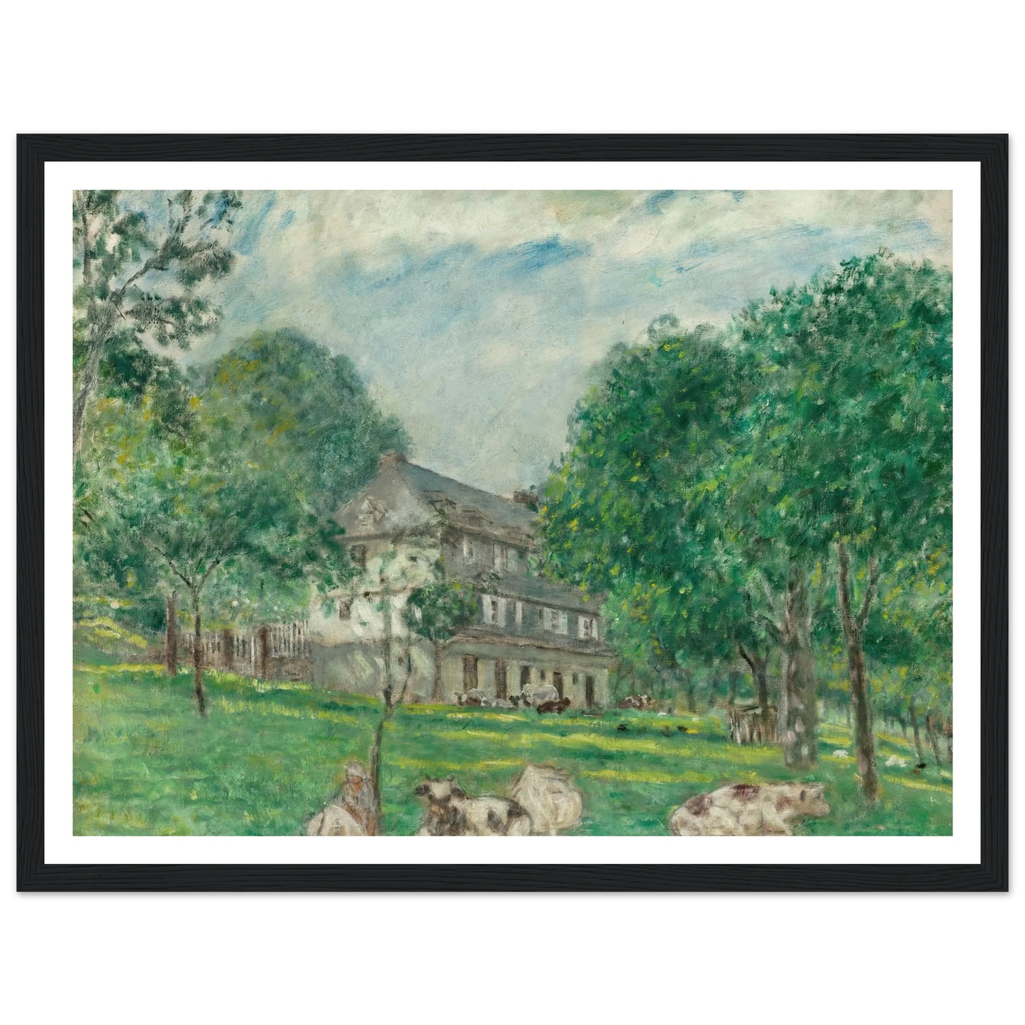 Cows at Noon (1924) Art Print | Frederick Carl Frieseke - Framed Poster - 30x40 cm / 12x16″ - Black frame