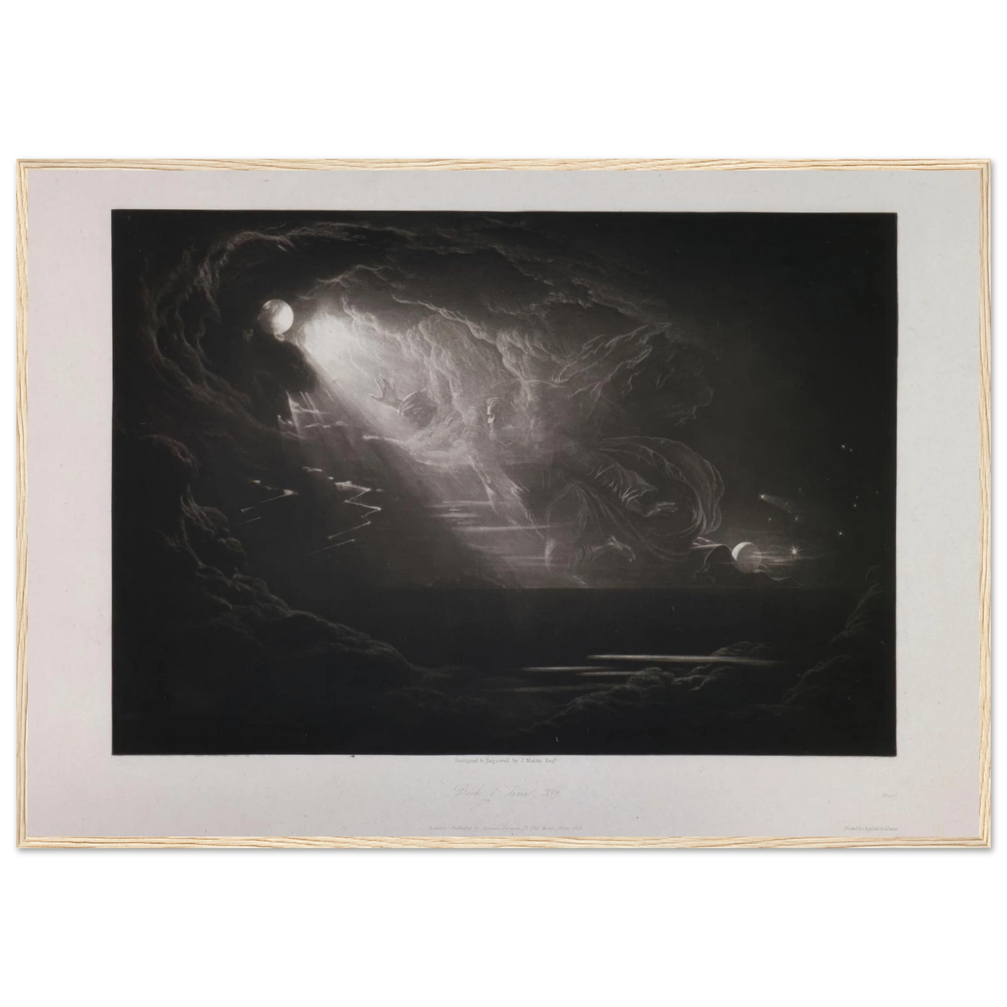 Creation of Light (Book 7, Line 339) (1824–1827) Art Print | John Martin - Framed Poster - 30x40 cm / 12x16″ - Black frame