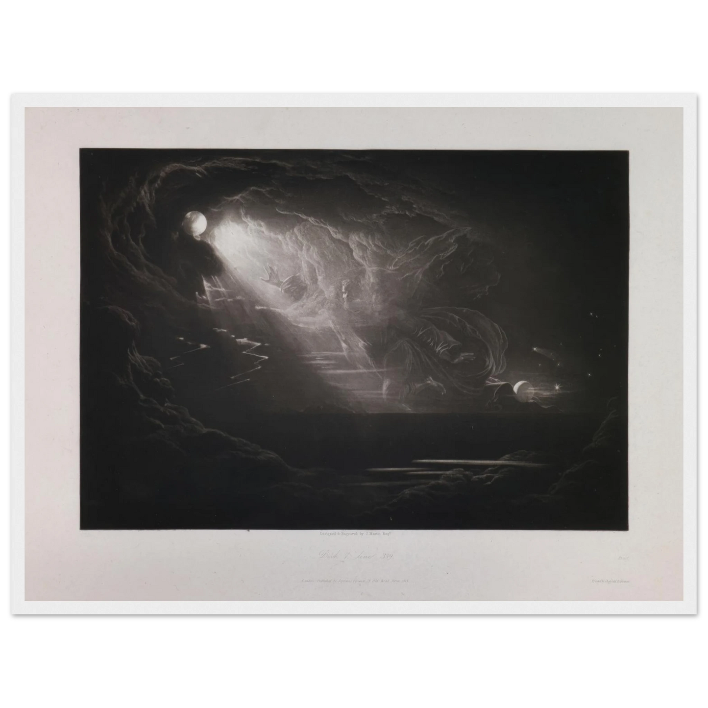 Creation of Light (Book 7, Line 339) (1824–1827) Art Print | John Martin - Framed Poster - 30x40 cm / 12x16″ - Black frame
