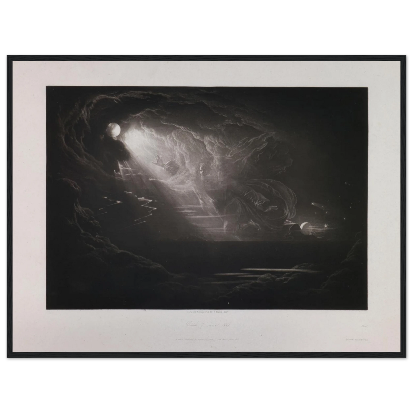 Creation of Light (Book 7, Line 339) (1824–1827) Art Print | John Martin - Framed Poster - 30x40 cm / 12x16″ - Black frame