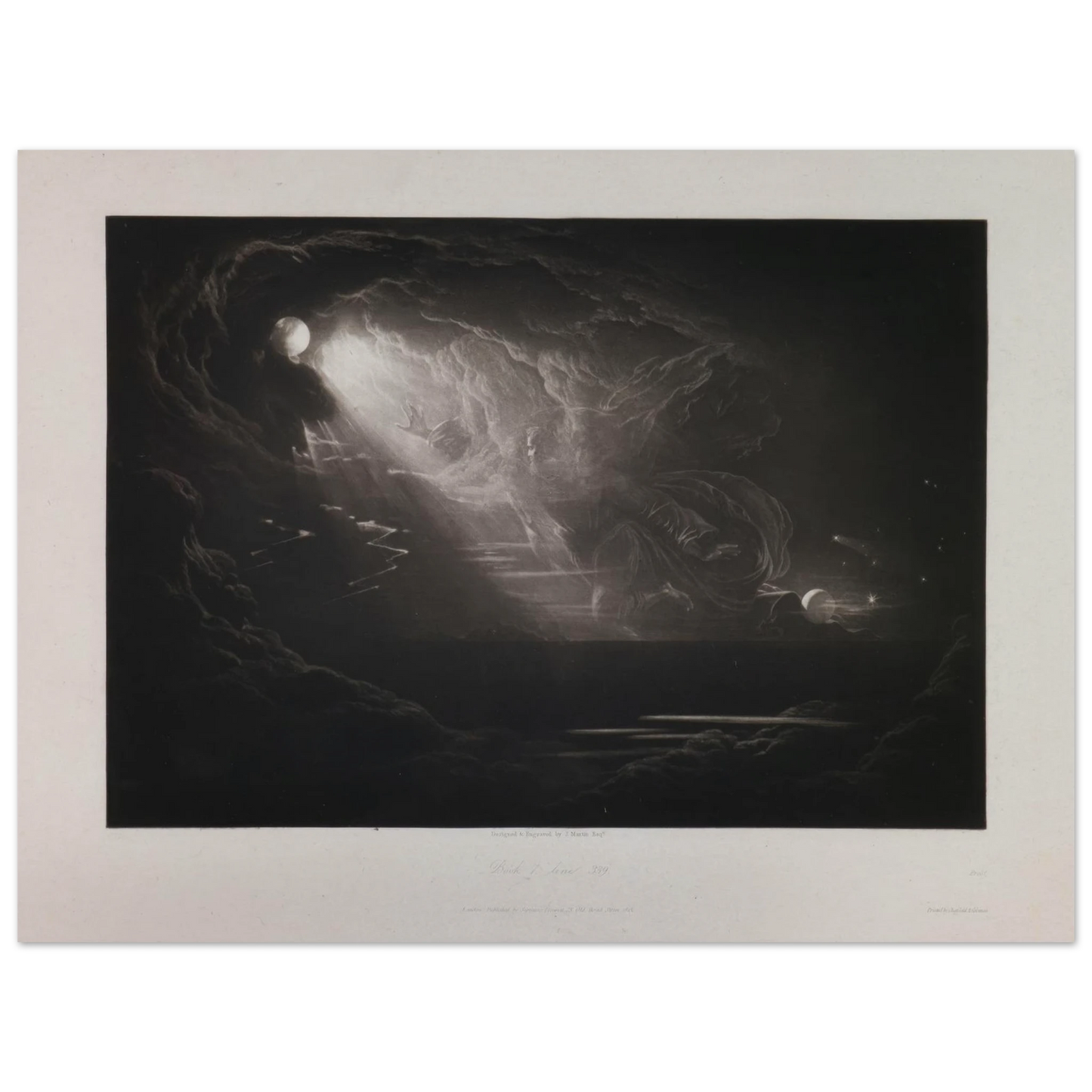 Creation of Light (Book 7, Line 339) (1824–1827) Art Print | John Martin - Framed Poster - 30x40 cm / 12x16″ - Black frame