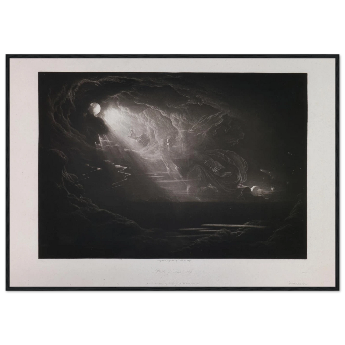Creation of Light (Book 7, Line 339) (1824–1827) Art Print | John Martin - Framed Poster - 30x40 cm / 12x16″ - Black frame